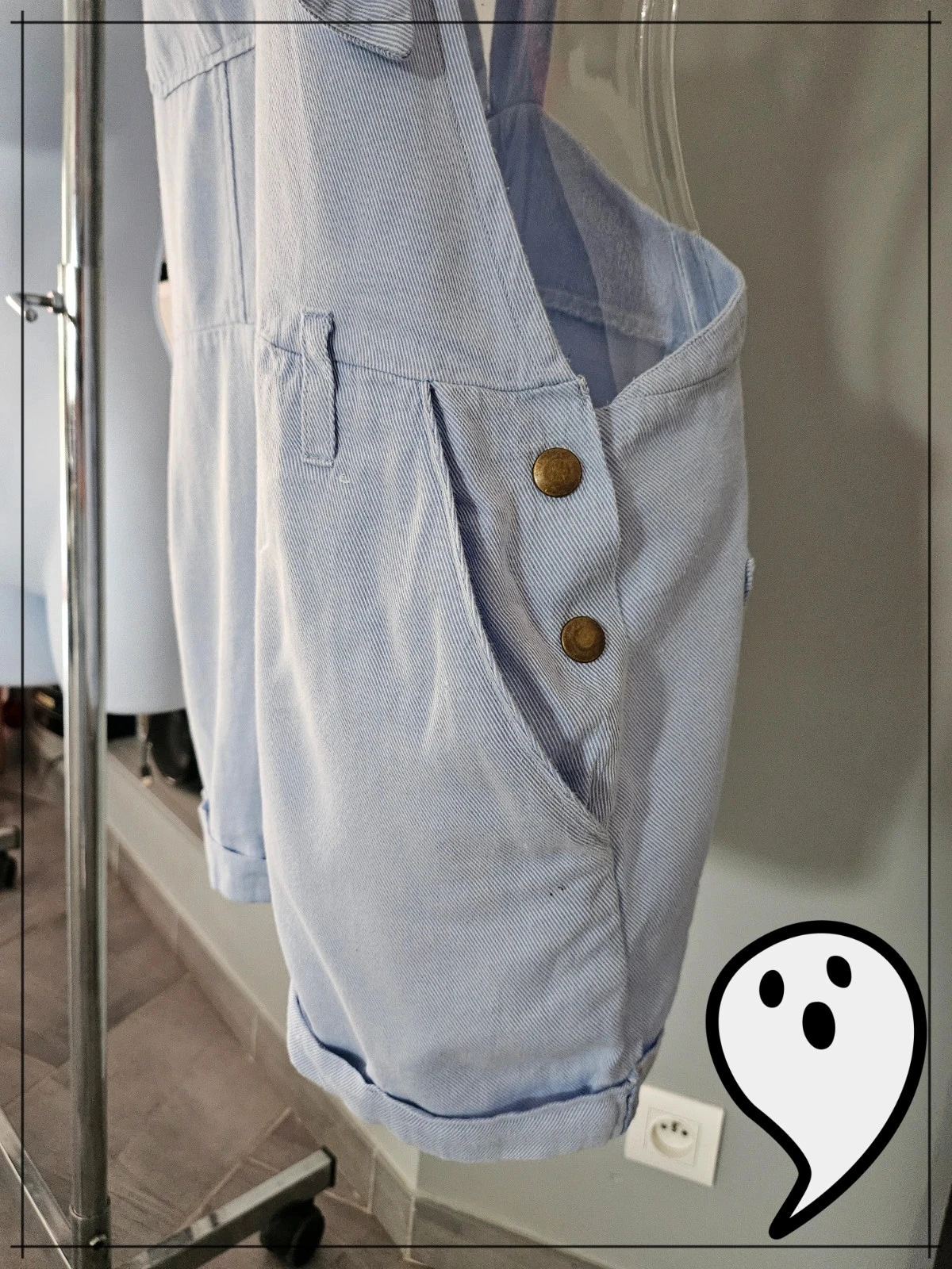 light blue and white striped hand-made combi short – photo 5